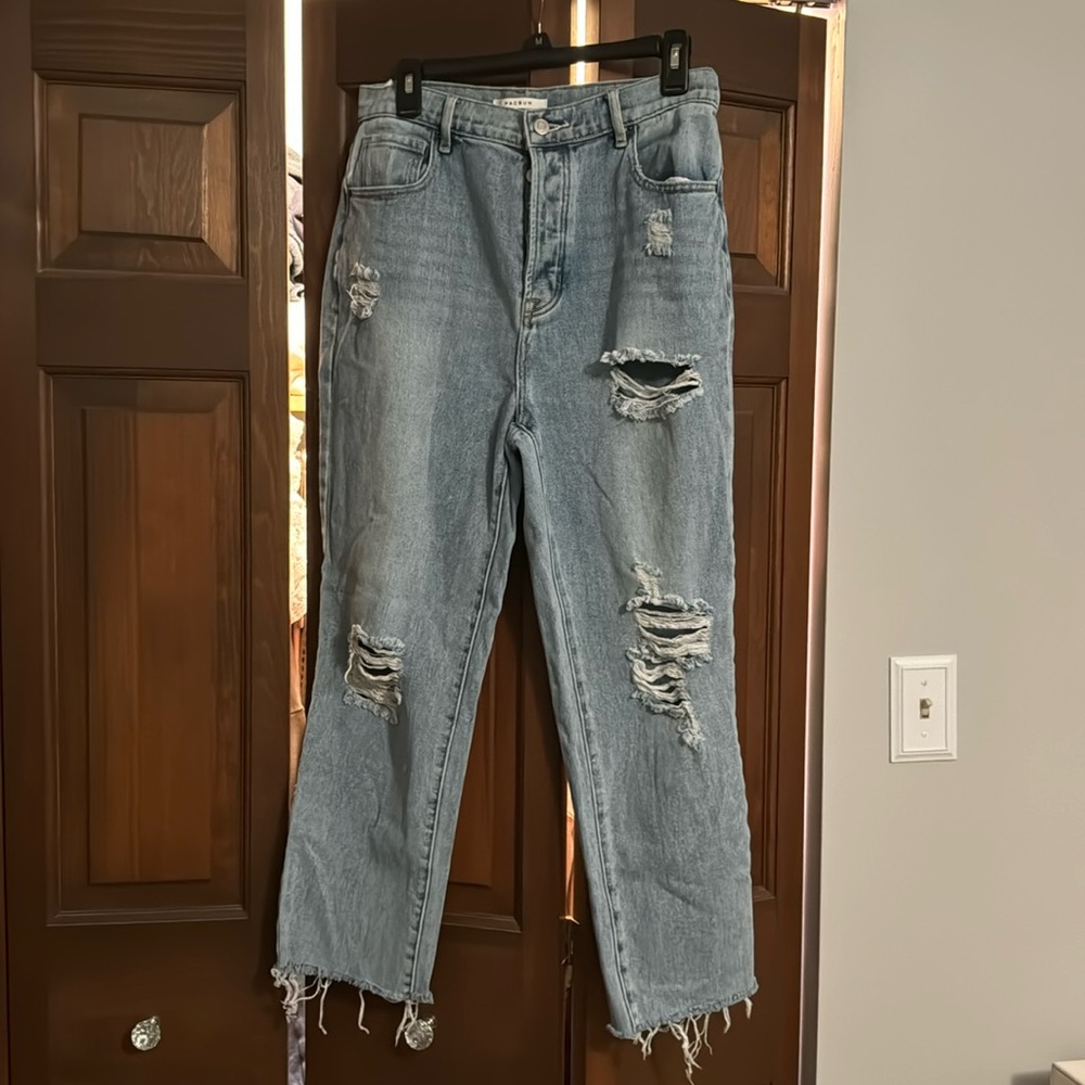 pacsun ripped high rise straight jeans